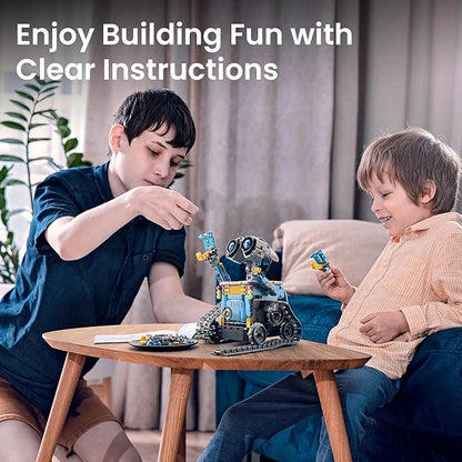 Sillbird Robot Building Kit with Remote Control STEM Gifts for Boys Ages 8-12, Technic Coding Robotic Toys for Kids Birthday, Build 5in1 Models with 488 Pieces - Blue
