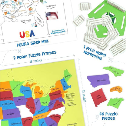 Imagimake Mapology United States Puzzle | Educational Toys for Kids 5-7 | Learn USA States Along with Their Fun Facts | Puzzles for Kids Ages 4-8