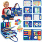 Toddler Busy Board Montessori Toys, Sensory Toys for 1 2 3 4 Year Old Boy, Busy Book Travel Educational Activities for Learning Fine Motor Skills Birthday Gifts (Blue Dinosaur/P10)