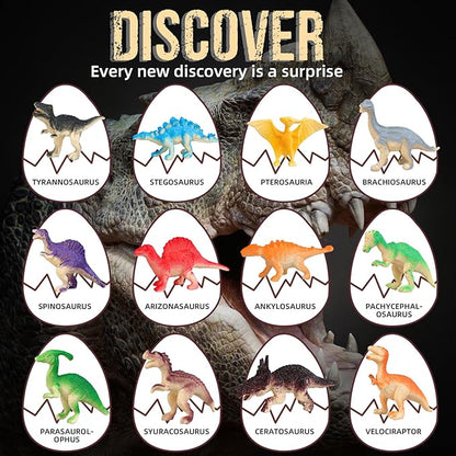 Dinosaur Eggs Dig Kit - Dinosaur Toys for Kids 5-7, Dinosaur Eggs Excavation Kit with 12 Dinosaurs Inside, Fossil Dino Toy, Dinosaur Gifts for Boys Girls 6 and Up Year Old Birthday Easter Gifts
