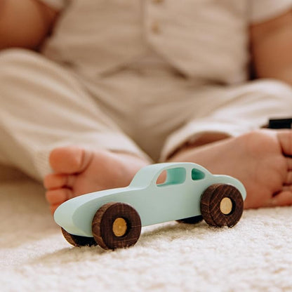 BUSY PUZZLE Colorful Wooden Toy Cars Set 2-Pack Truck and Car Durable Wooden Vehicles for Kids Montessori-Inspired Gift for Toddlers