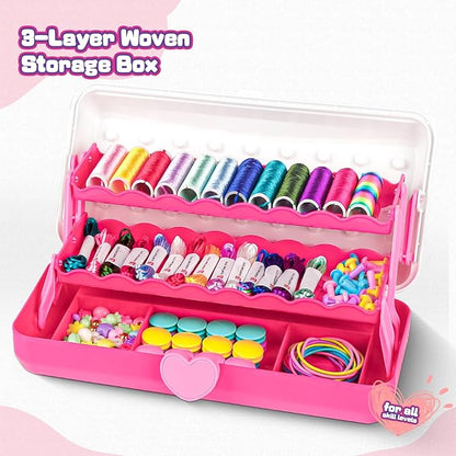 Cmiolacuna Friendship Bracelet Making Kit for Girls, 3-Layer Storage Box Arts and Crafts Bracelets Jewelry String Maker Kit Ages 8-12,Best Christmas Birthday Gift for Girls 6 7 8 9 10 11 12 Year Old