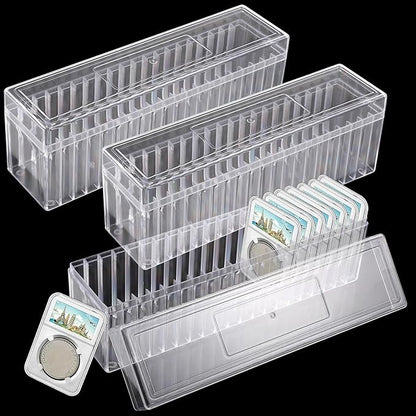 Plastic Coin Storage Box, 3 Packs Coin Holder Organizer Boxes with 20 Slots, Plastic Storage Cases Set for 60 Slabs, Compatible with PCGS NGC PMGab Holders(Include Boxes Only)