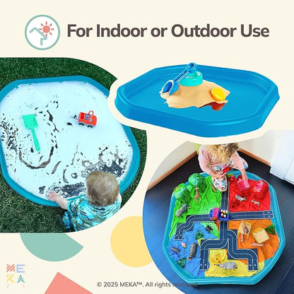 MEKA Tuff Tray for Sensory Play, Sensory Tray for Kids, Toddler Water Table, Tuff Spot Sensory Bin for Toddlers (Blue, Large (38" x 38"))
