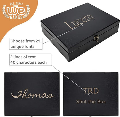 WE Games Custom Engraved Treasure Box with Lid & Brass Latch - Black Stained