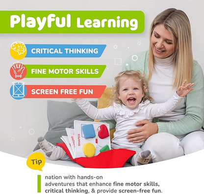 deMoca Busy Book for Toddlers 1-3 - Airplane Toys for Toddlers 1-3, My Quiet Montessori Toys for 1 Year Old with Kids Plane Activities, Activity Busy Board, Gift for Boys & Girls