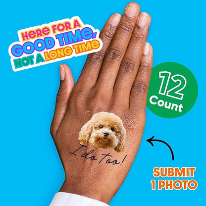 Big Dot of Happiness Custom Photo I Do Too - Pet Wedding Party Favors - Fun Face Temporary Tattoos - Set of 12