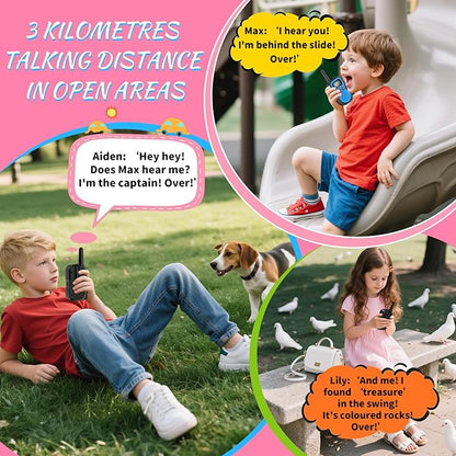 3 Pcs Walkie Talkies for Kids Rechargeable 3 KM Handheld Walkie Talkies Long Range 22 Channel 2 Way Radio Birthday Party Gifts for 3-12 Years Old Girls Boys Outside Adventure Camping Hiking