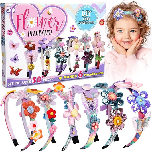 Gifts for 6 Year Old Girls: Craft Kits for Kids 6-12 | Fashion Girl Hair Accessories Making Set | That Allows Girls to Make Their Own Unique DIY Flower Hair Accessories (Flower)
