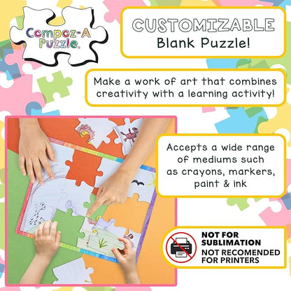 Hygloss 6 Blank Heart Puzzles – 8.5 x 9.5 Inches with Surrounding Frame + Backing Card – Ideal for Valentine’s Day Crafts – Write, Draw, and Decorate – 34 Pieces Each