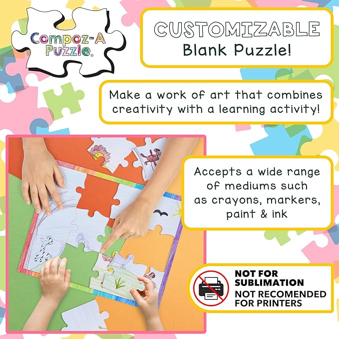 Hygloss 24 Blank Heart Puzzles – 8.5 x 9.5 Inches with Surrounding Frame – Ideal for Valentine’s Day Crafts – Write, Draw, and Decorate – 34 Pieces Each