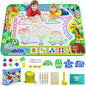2 in 1 Water Doodle Mat,60 x 40 Inch Extra Large Drawing Mat with Backpack,Hopscotch Rug Design on Back,Educational Toys Gifts for Kids Boys Girls,Mess Free Painting for Toddlers Age 3-12 Year Old