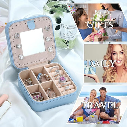 Parima Travel Jewelry Box for Girls Women, Jewelry Organizer Box | Personalized Jewelry Boxes for Women Girls Jewelry Box | Necklace Earrings Ring Box - Letter J, Sky Blue