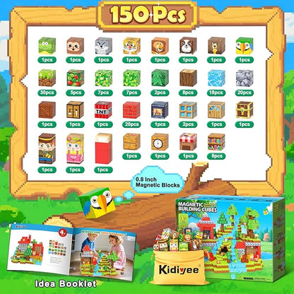150PCS Magnetic Blocks - Mine Magnet World Forest Animal Set, Magnet Toys Games for Kids Ages 4-6 6-8 8-12, Magnetic Building Blocks for Boys & Girls, STEM Montessori Sensory Toys for Kids Ages 3+