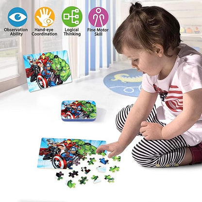 LELEMON Puzzles for Kids Ages 4-6, 60 Piece Puzzles for Kids Ages 4-8,Children Jigsaw Puzzles in a Metal Box,Educational Learning Puzzle Toys for Girls and Boys