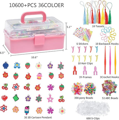 XKDOUS 10600+ Rubber Band Bracelet Kit, 36 Colors Bracelet Making Kit for Art and Craft, Rubberband Bracelets kit for Kids Ages 6+