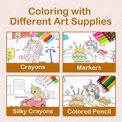 YPLUS Children Drawing Roll, Coloring Paper Roll for Kids, 120 x 11.8 Inch Sticky DIY Painting Drawing Paper Rolls for Toddler, Kids' Gift, Party Activities, Wall Coloring Paper Stickers - Unicorn