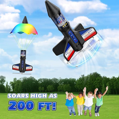 Rocket Launcher Toy for Kids,Self Launching Motorized Air Rocket with Parachute Launch Up to 200 Ft Model Toys Gifts for Boys Kids Ages 6 7 8 9 10 11 12 Classic
