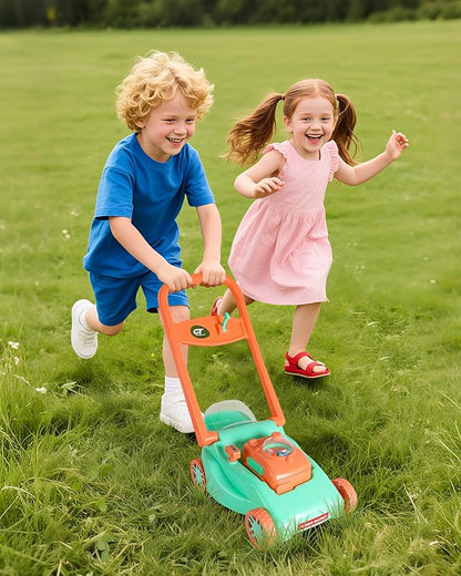 Kids Lawn Mower with Realistic Grass-Cutting Action and Sounds – No Batteries Required | Fun Outdoor Push Toy, Birthday Gift & Halloween Present for 3, 4, 5, 6, 7, 8 Year Old Boys and Girls (Green)
