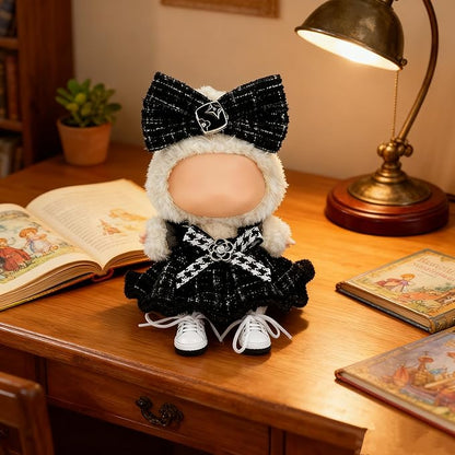 Clothes for LABUBU 17cm Doll (NO Doll)（NO Shoes, Outfit for LABUBU, Dress and Hairpin Set for LABUBU Dress Up, Fashion and Premium Dolls Accessories for LABUBU (Style M)