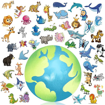 Waterproof Temporary Tattoos For Kids - 350 Pieces | Animals, Insects and Sea Animals | Temporary Tattoo Sheets for Boys | Party Favor for Goody Bags | Non-toxic、Skin-Safe*、Cosmetic-Grade