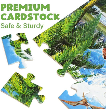 BenBen Puzzles for Kids Ages 4-6, 3 Pack 100 Pieces Large Puzzles for Toddlers 3-5 (Dinosaurs, Outer Space, Ocean Life), Learning & Educational Games for Kids 6-8, 19.75” x 13.75”