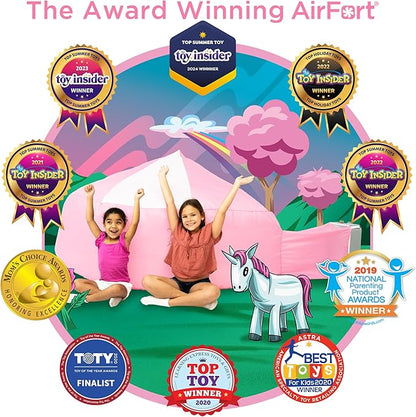 The Original Patented AirFort - Build A Fort in 30 Seconds, Inflatable Fort for Kids, Play Tent for 3-14 Years, A Playhouse Where Imagination Runs Wild, Fan not Included (Pretty in Pink)