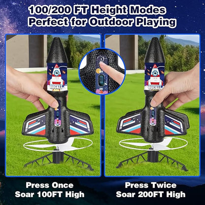 Aitey Rocket Launcher for Kids Gifts - Model Rocket Toys for Boys Age 8-12 Self Launching Rockets with Parachute Safely Land Up to 200 FT Christmas Birthday Gift