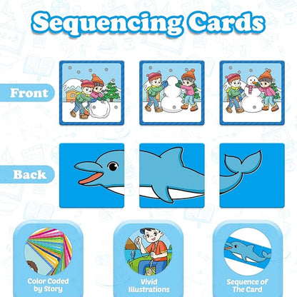 Sequencing Cards,Sequence Board Game for Kids,Speech Therapy Materials Toys for Autism,Story Storytelling,Social Skills,Sentence Building,Preschool Learning Activities,Classroom & Homeschool