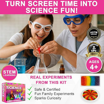 Jim&Gloria Science Kits for Kids Age 5-7 8-12 Year Old Birthday Gifts for Girls, Craft Supplies, Learning & Educational Toys, Stem Toys, Chemistry Set, Science Experiments for Kids Volcano Projects