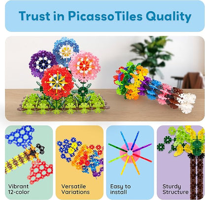 PicassoTiles Building Chips Interlocking Disc Construction Blocks in 12 Colors STEM Learning Early Education Toy Engineering Playset Child Brain Development for Toddlers Girls Boys Kids Age 3+ PTF108