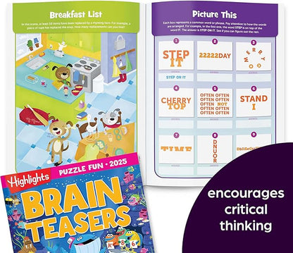 Highlights for Children Puzzle Fun 2025 Books for Kids Ages 6 and Up, 4-Book Set of Brain Teasers, Mazes, Word Puzzles and More Travel-Friendly Screen Free Kids Puzzles