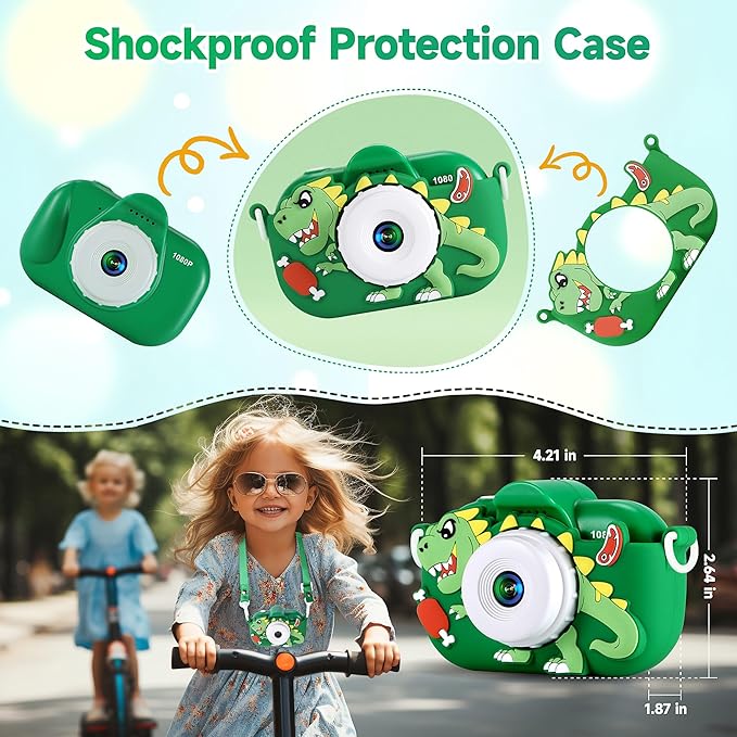 Kids Camera Boys Toys for 3 4 5 6 7 8 9 Years Old Boys, 48MP Dual Lens Kids Digital Camera Christmas Birthday Gifts, 1080P HD Video Selfie Toddler Camera with 32G SD Card