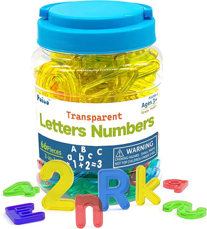 Light Table Toys 66 Pcs Translucent Capital and Lowercase Letters and Numbers,Light Table Manipulatives and Accessories for Kids