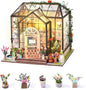 DIY Miniature Dollhouse Greenhouse Building Room Kit, Wooden Diorama Book Nook House Crafts for Adults, 1:24 Scale Miniature Street Tiny Library House Making