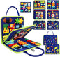 MAJAVI Busy Board Montessori Toys for 1 2 3 4 Year Old, Busy Book for Toddlers 1-3 Boys Girls Birthday Gifts, Sensory Educational Activities Travel Toys for Learning Fine Motor Skills, Blue-3 Pages
