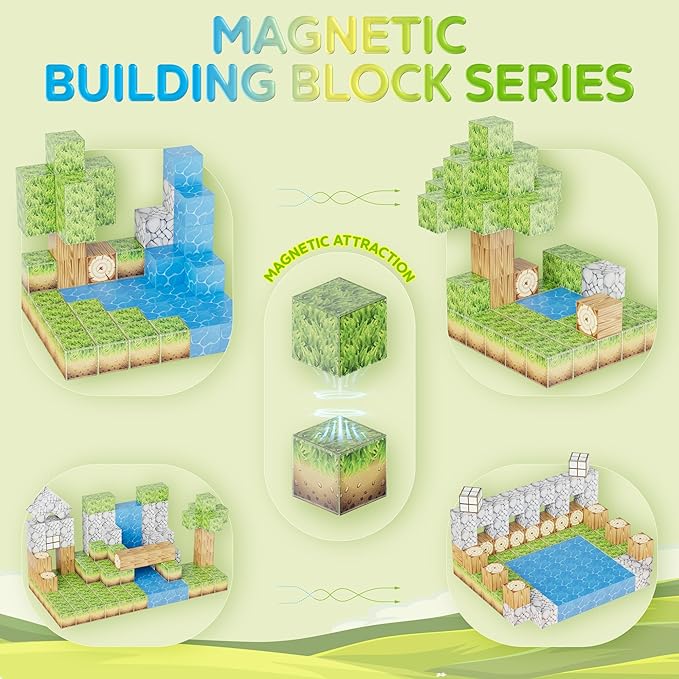 Contixo Magnetic Blocks - 100PCS Magnet Building Tiles Cubes for Kids Ages 3-8, STEM Stacking Learning Toys with Vibrant Colors, Educational Toddler Construction Toys for Creative Play, Birthday Gifts