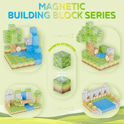 Contixo Magnetic Blocks - 100PCS Magnet Building Tiles Cubes for Kids Ages 3-8, STEM Stacking Learning Toys with Vibrant Colors, Educational Toddler Construction Toys for Creative Play, Birthday Gifts
