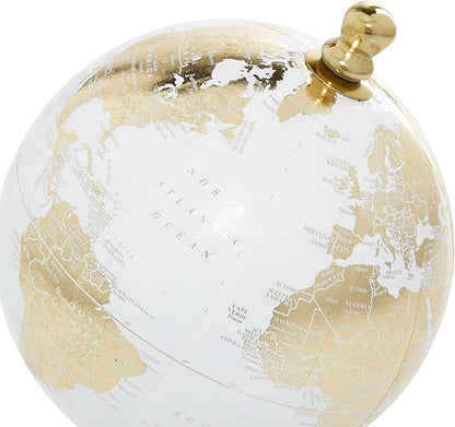 Deco 79 Aluminum Metal Globe with Marble Base, 6" x 6" x 11", Gold