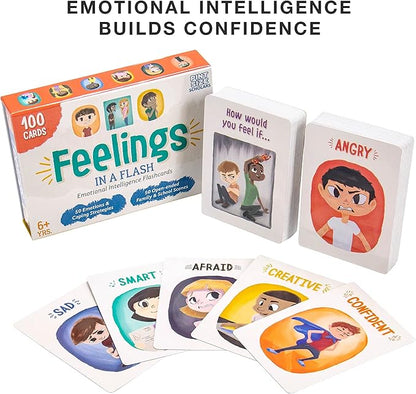 Feelings in a Flash - Emotional Intelligence Flashcard Game - Toddlers & Special Needs Children - Teaching Empathy Activities, Coping & Social Skills - 50 Scenario Cards, 50 Reaction Faces