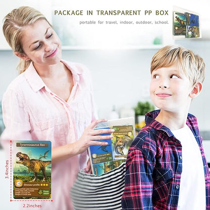 55PCS Dinosaur Learning Recognition Flash Cards,Dinosaur Fan Collectible Cards, Flash Card, Educational Learning Toys for Kids, Gift for Boys and Girls.