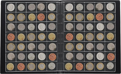 350 Pockets Coin Albums - 1.2x1.4 inch Grid Blue Coin Book 10 Pages Coin Collection Holder Letter Size Coin Storage Book 3.0x3.5 cm Pocket CS0235BL