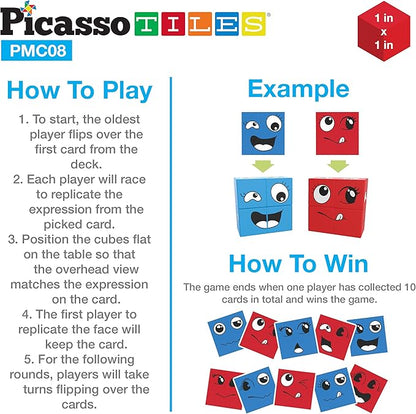 PicassoTiles Magnetic Expression Puzzle Toy Building Block Mix & Match Cubes Cubes Magnet Sensory Toys Pre-School Gifts Educational STEM Learning Kit for Kid, Baby Toddler Age 3 and Up 8 Pieces PMC08