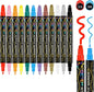 Betem 12 Colors Dual Tip Acrylic Paint Pens Markers, Premium Acrylic Paint Pens for Halloween Decorations, Wood, Canvas, Stone, Rock Painting, Glass, Ceramic Surfaces, Pumpkin Painting Kit DIY Crafts
