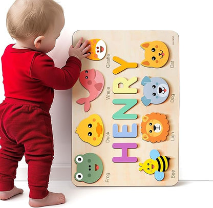 Custom Handmade Puzzles for Toddlers, Multi Color Scheme Options Wooden Name Puzzle, Easter Gifts, New Baby Gifts, Birthday Gift for Baby, Kid, Toddler, Toddler Toy