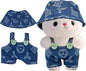 17cm Clothes Set(Only Outfit), Hat & Overalls Set for 6.7inch Doll, Cute Clothes for Dress up Unique Style, Stylish Clothes for Doll (Blue)