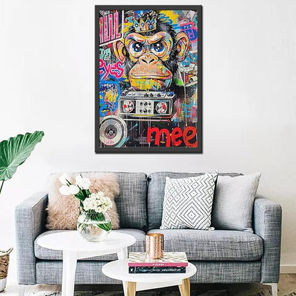 Tucocoo 1000 Piece Jigsaw Puzzles for Adults Graffiti Monkey Painting Jigsaw Puzzle Colorful Street Art Radio 1000 Pieces Puzzles for Challenging Family Activity Game Banksy Art DIY Puzzle Wall Decor