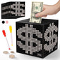 Primo Lines Piggy Bank for Adults Must Break to Open, with Savings Counter & Goal Tracker, Unbreakable Stainless Steel Money Box for 10K Challenge $3000 $5000, Kakeibo(4.72 Inch)