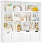 FINETONES Toy Storage Organizer, Kids Bookshelf with 4 Movable Chests and 7 Storage Cubes, Toy Chest Storage with Hidden Wheels, Toy Organizers and Toy Storage, White