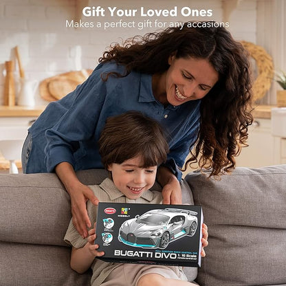 MIEBELY Remote Control Car, Bugatti Divo 1/16 Scale Rc Cars 12Km/h, 2.4Ghz Licensed Model Car 7.4V 500mAh Toy Car Headlight for Adults Boys Girls Age 6-12 Years Birthday Ideas Gift